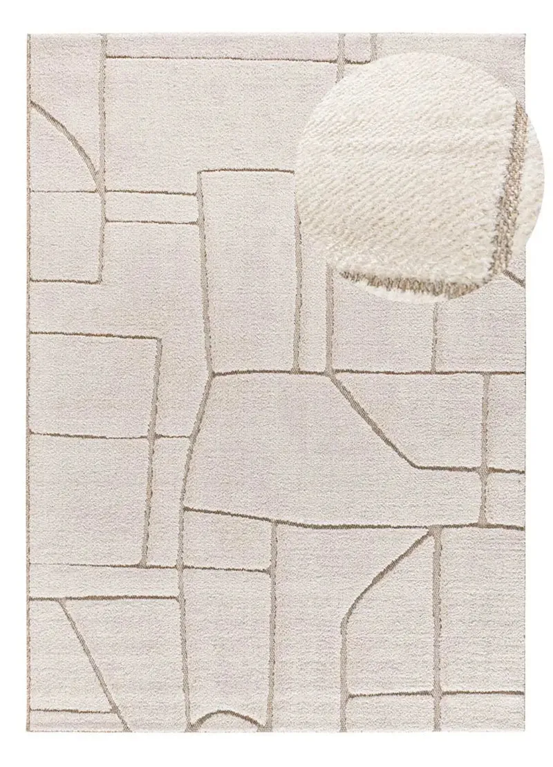 Alfombra diseño étnico en relieve DIENA 40406 Blanco