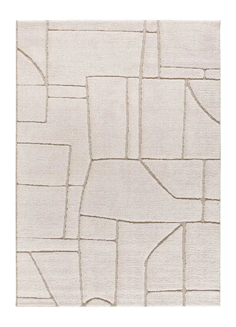 Alfombra diseño étnico en relieve DIENA 40406 Blanco
