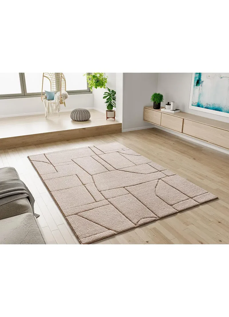 Alfombra diseño étnico en relieve DIENA 40406 Blanco