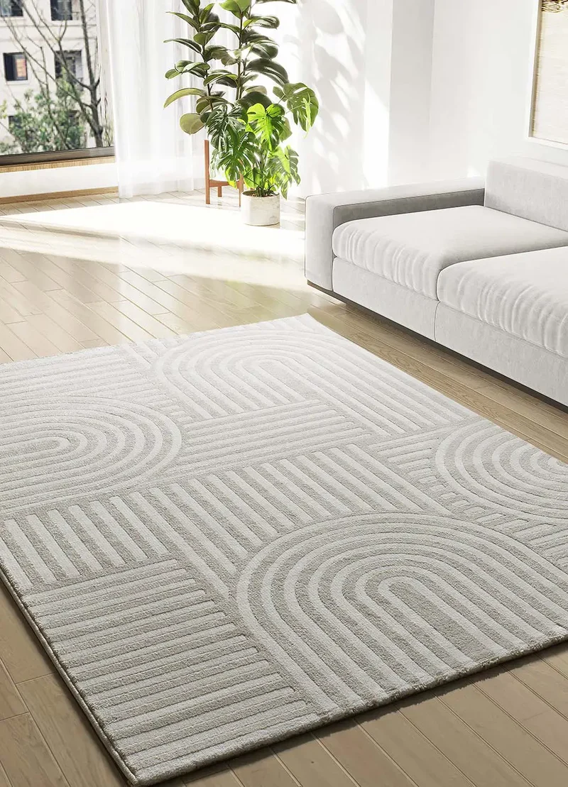 Alfombra de estilo escandinavo con relieve Zen 12709 Blanco