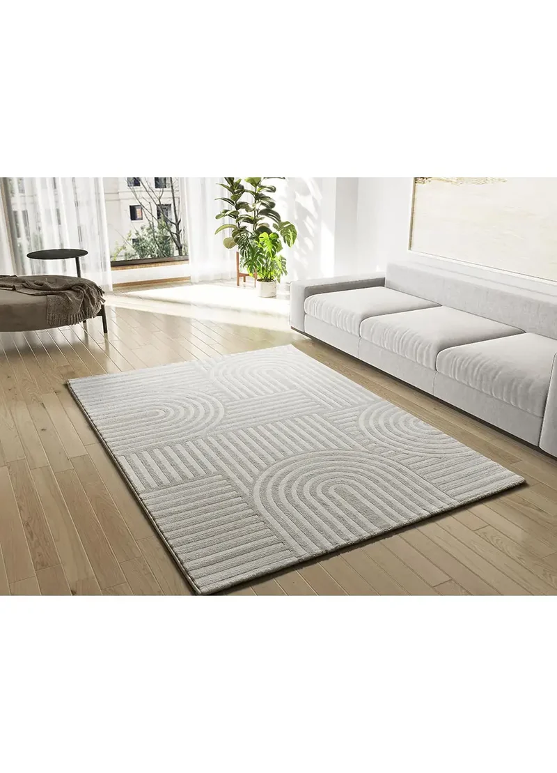 Alfombra de estilo escandinavo con relieve Zen 12709 Blanco