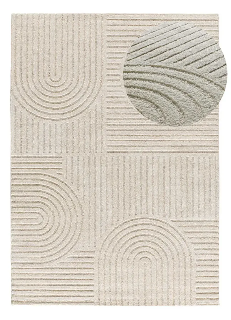 Alfombra con relieve y diseño geométrico Verona 2293 Crema