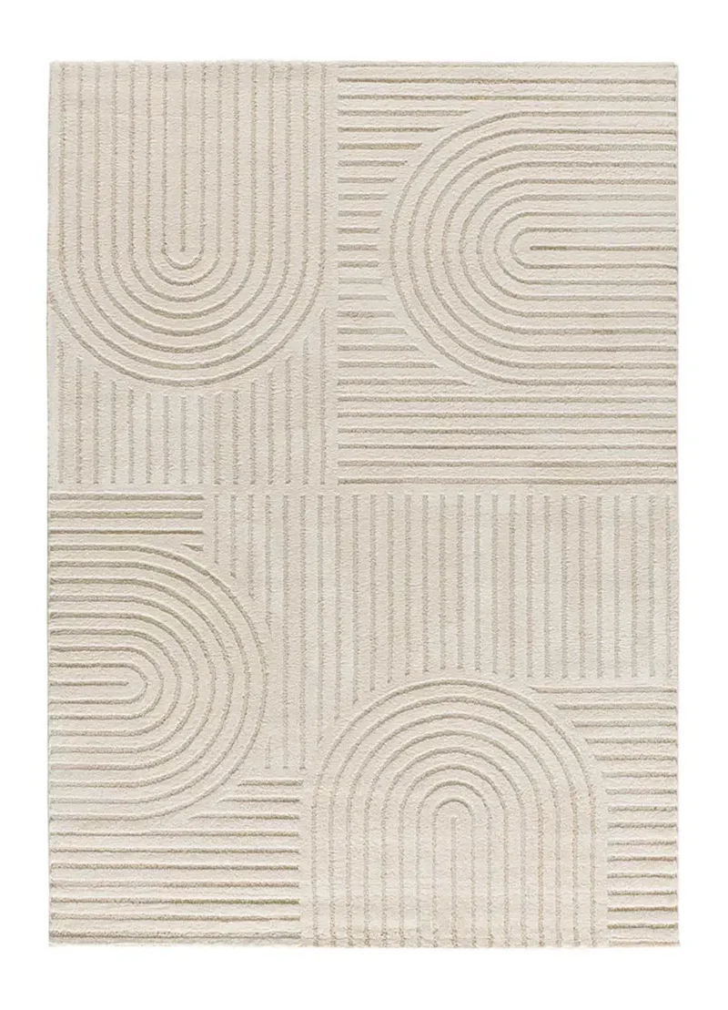Alfombra con relieve y diseño geométrico Verona 2293 Crema