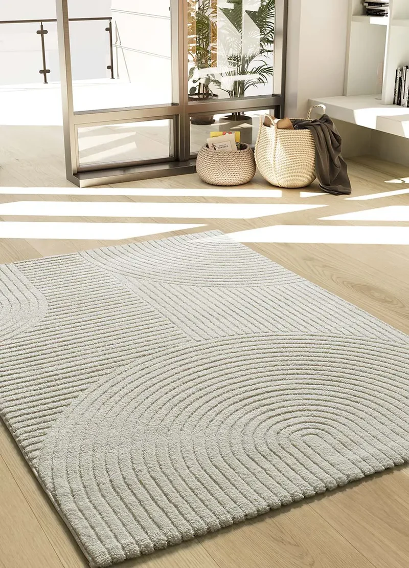 Alfombra con relieve y diseño geométrico Verona 2252 Crema