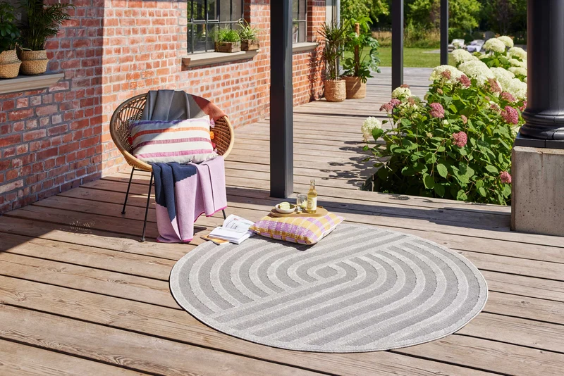 Esprit Teppich In- und Outdoor Rund Grau Silber "Spirit"