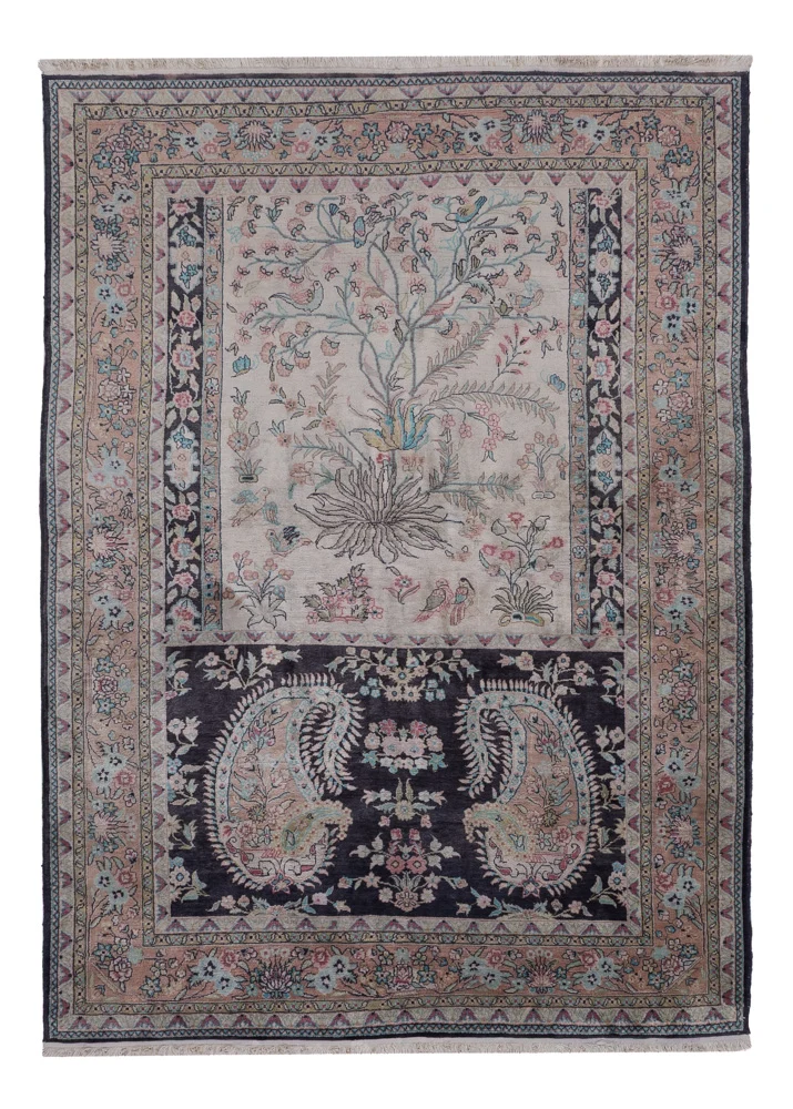 Kaschmir Seide Teppich 123x178cm - Orientteppich - beige
