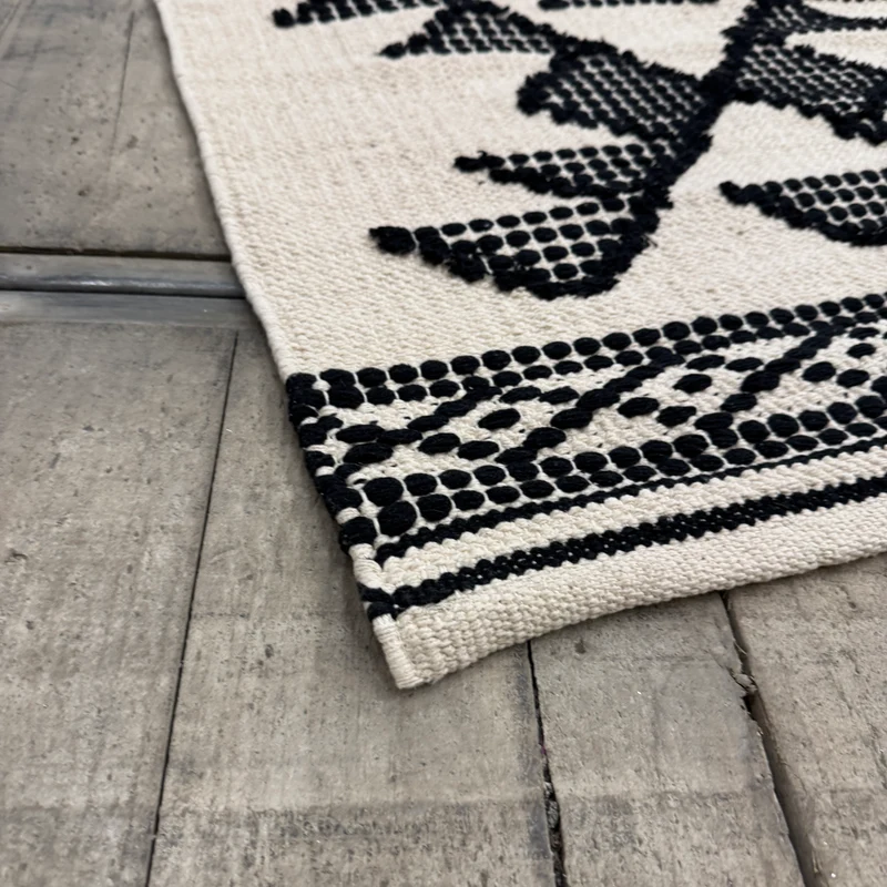 KidsDepot Läufer Boho Ethno Geometrisch Schwarz Weiß 70x140