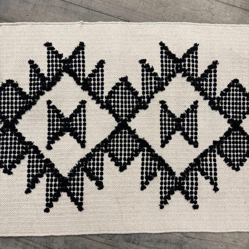 KidsDepot Läufer Boho Ethno Geometrisch Schwarz Weiß 70x140