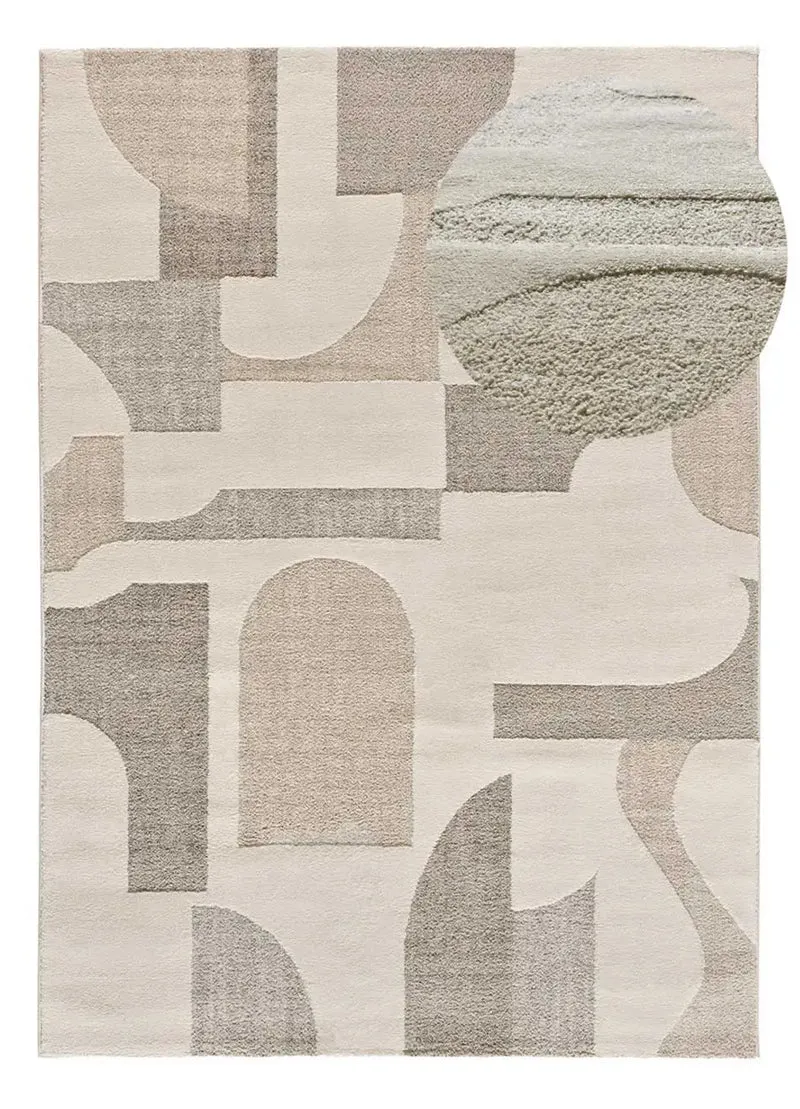Alfombra geométrica con relieve Verona 2260 Crema
