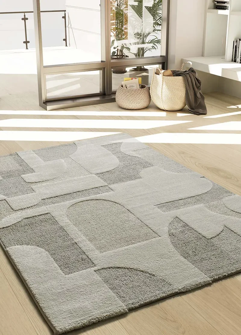 Alfombra geométrica con relieve Verona 2260 Crema