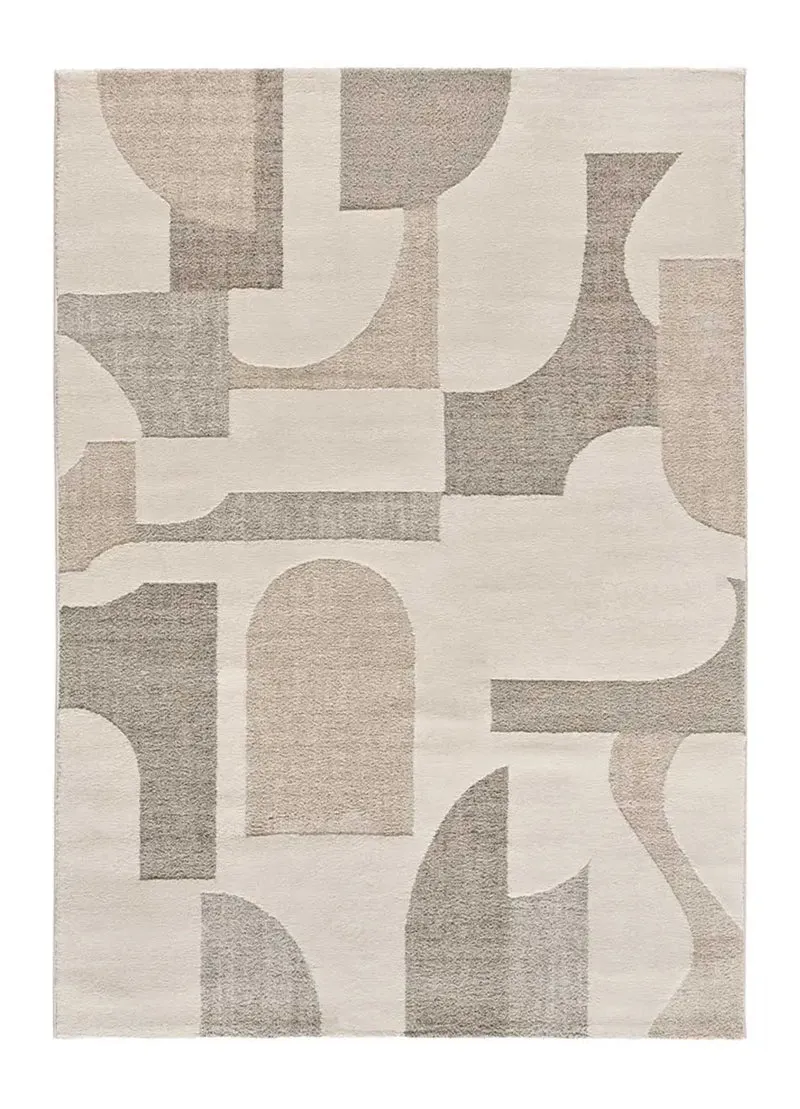 Alfombra geométrica con relieve Verona 2260 Crema