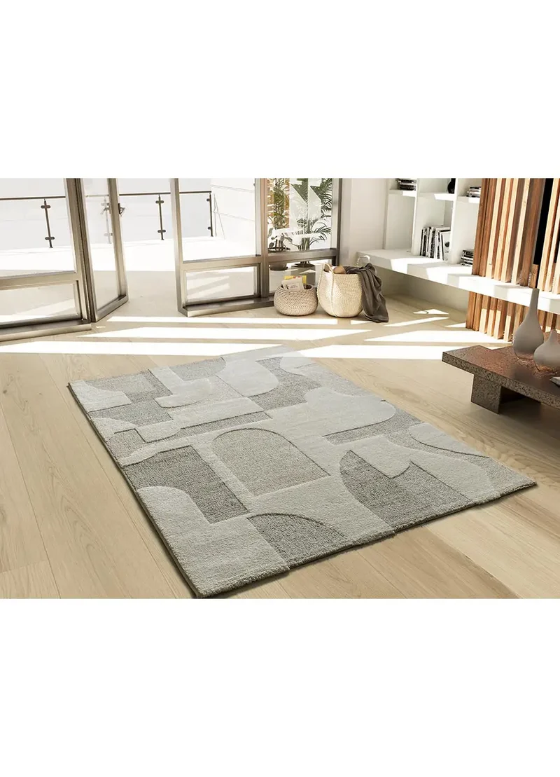 Alfombra geométrica con relieve Verona 2260 Crema