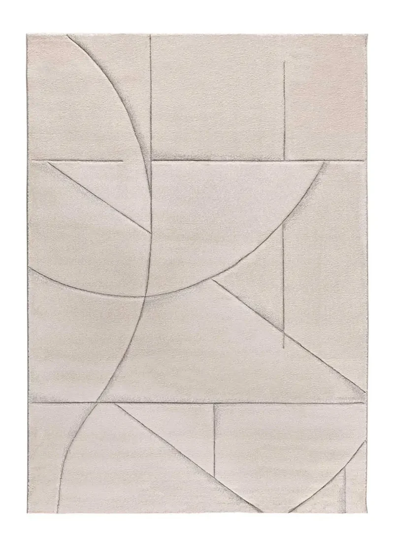 Alfombra geométrica a trazos Lena 40315 Crema