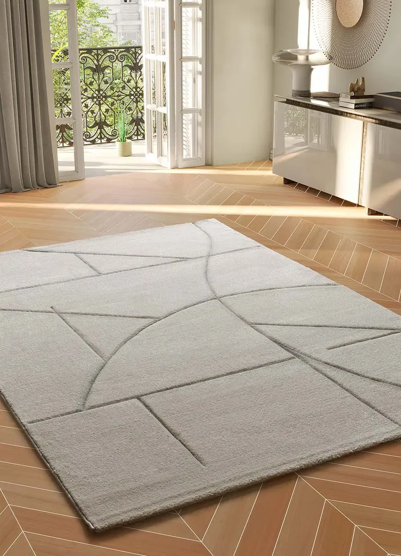 Alfombra geométrica a trazos Lena 40315 Crema
