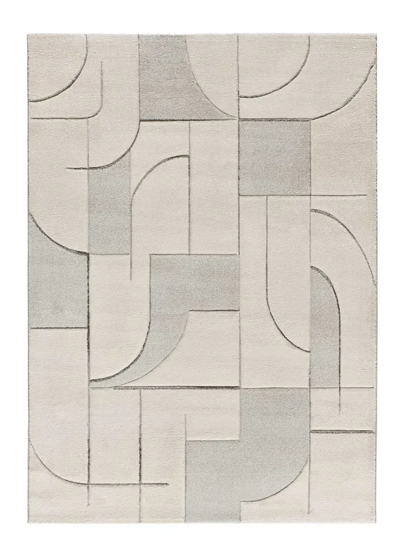 Alfombra geométrica a trazos Lena 40269 Crema