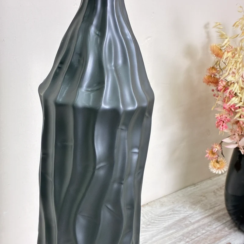 PTMD Vase Finne Flaschenvase Keramik L 61cm Anthrazit Schwarz Deko