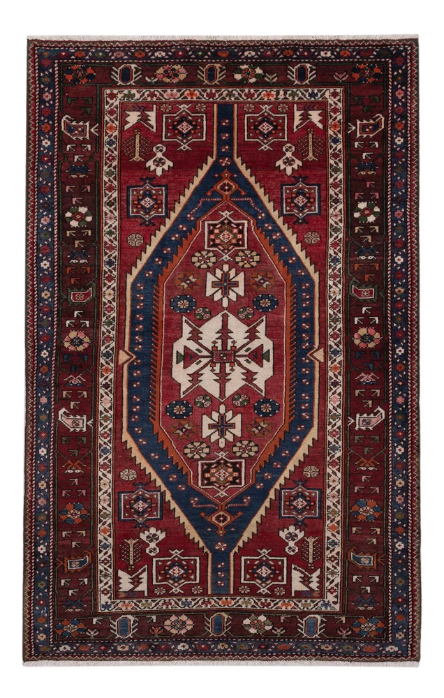 Hamadan Teppich 130x227cm - Perserteppich - hellrot