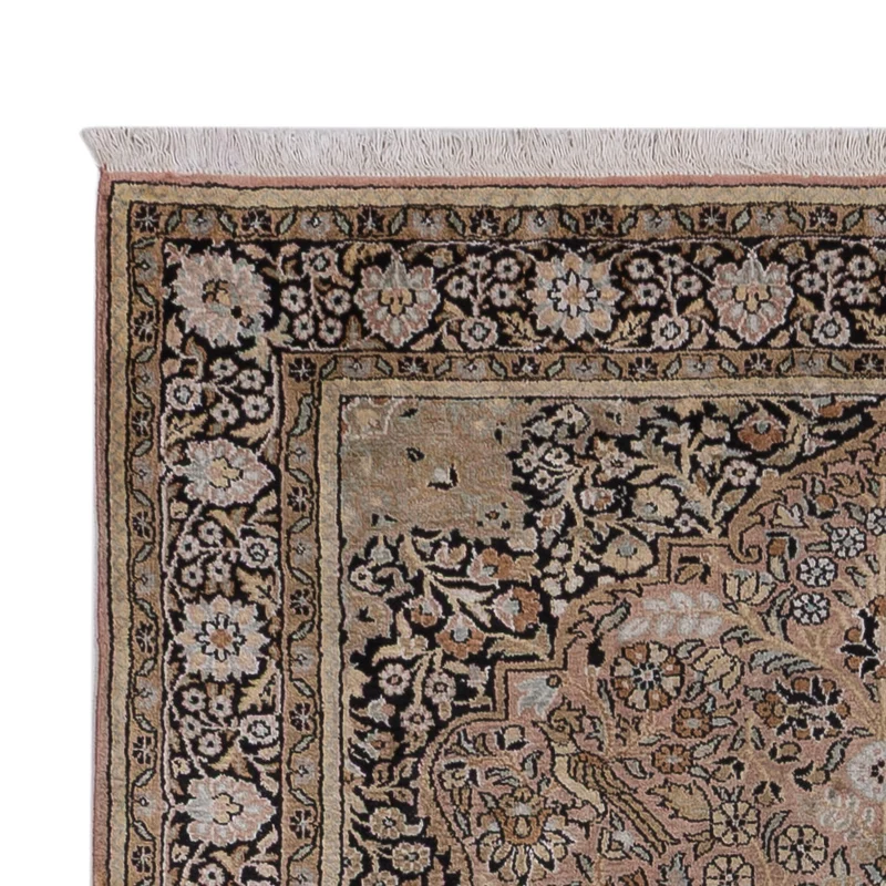 Kaschmir Seide Teppich 126x188cm - Orientteppich - dunkelbeige