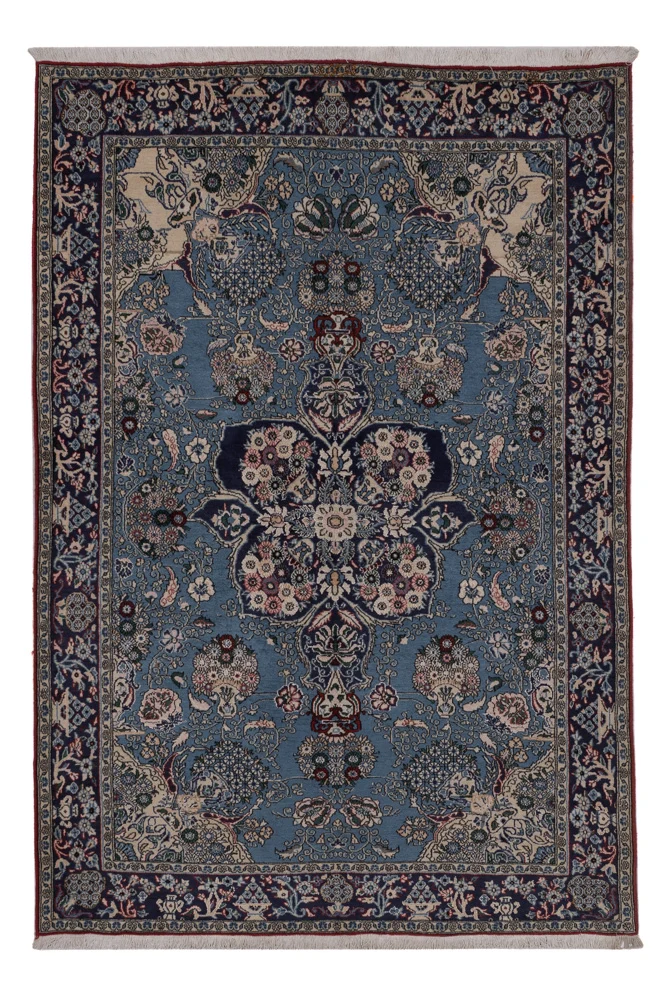 Ghom Teppich 140x218cm - Perserteppich - blau