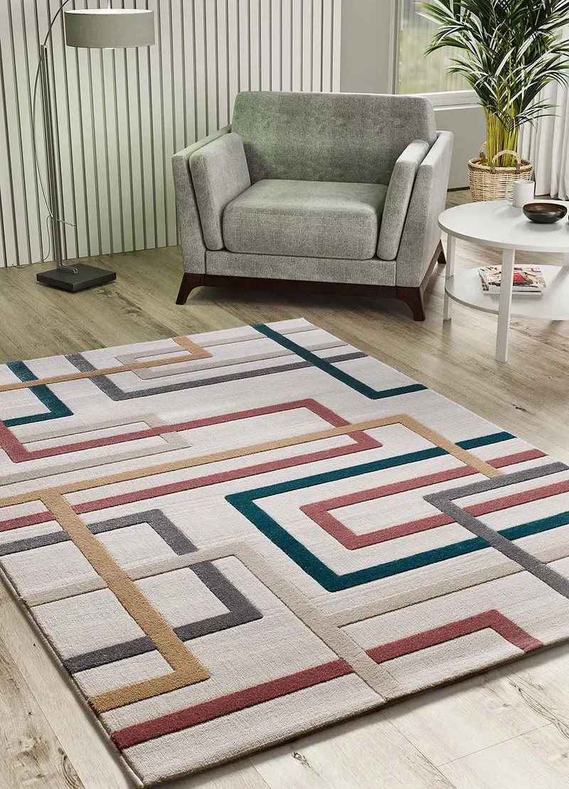 Alfombra geométrica con relieve Karisma 12758 Multicolor