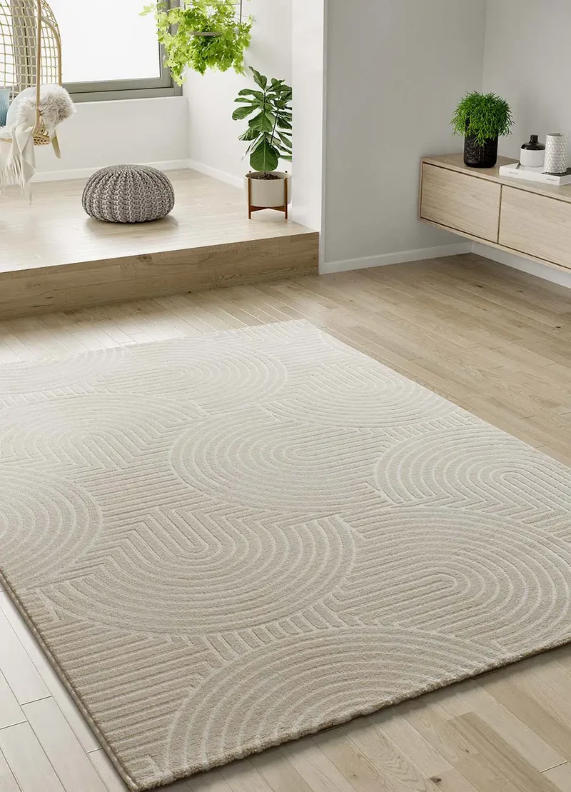 Alfombra de estilo escandinavo con relieve Zen 12754 Blanco
