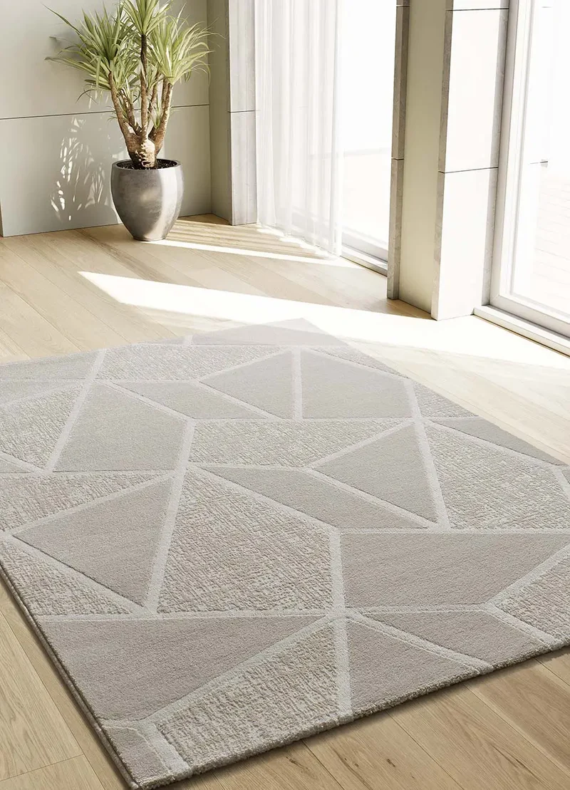 Alfombra geométrica con relieve Sensation 12753 Blanco