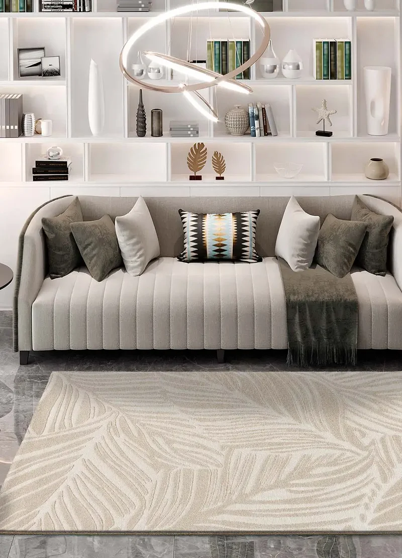 Alfombra con diseño vegetal en relieve Sensation 12744 Blanco