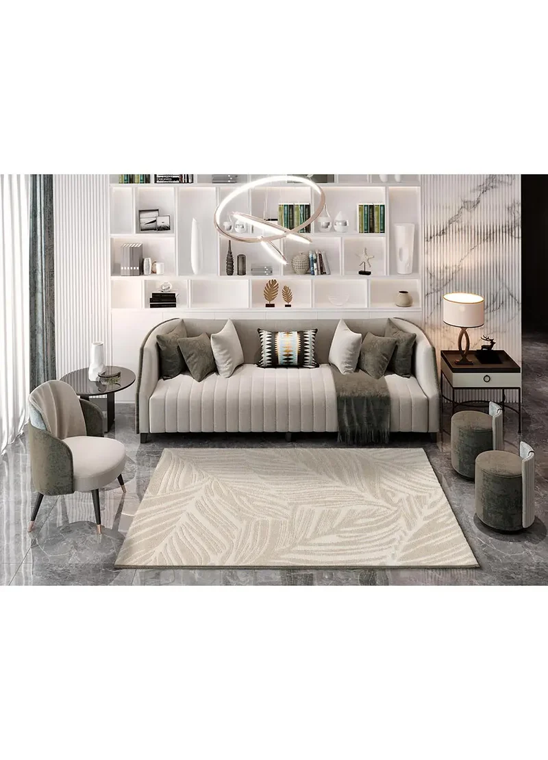 Alfombra con diseño vegetal en relieve Sensation 12744 Blanco