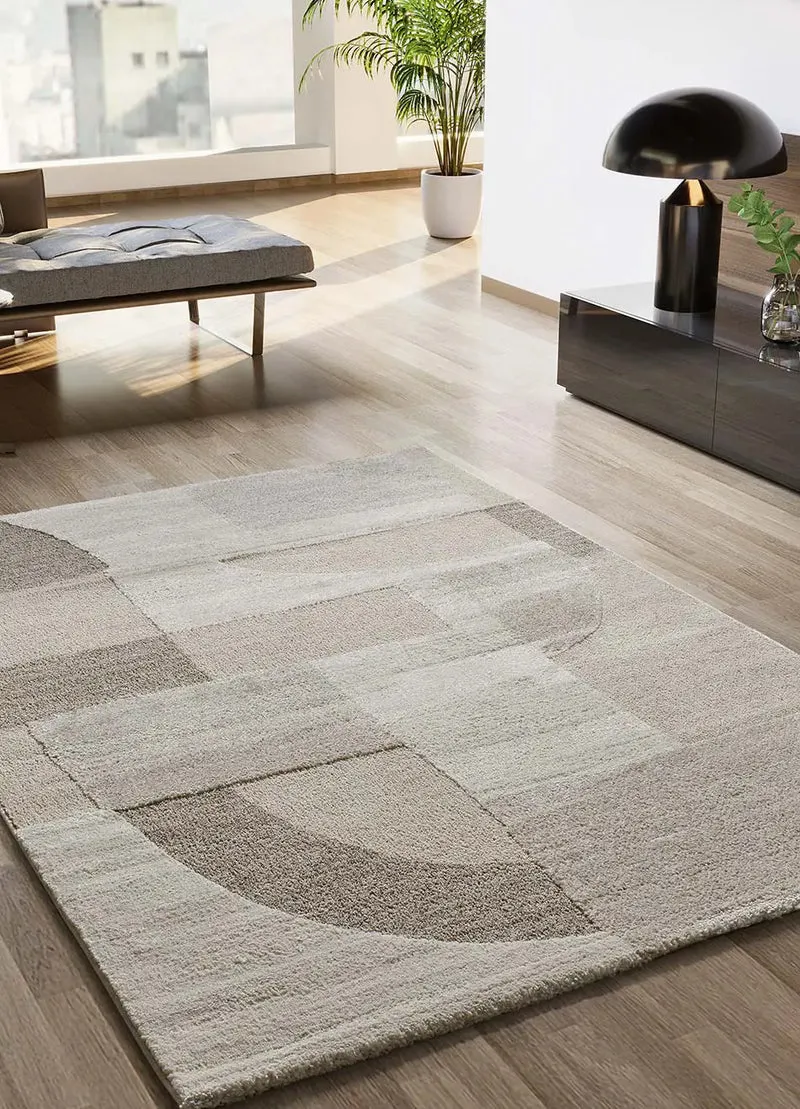 Alfombra geométrica con relieve Verona 2294 Crema