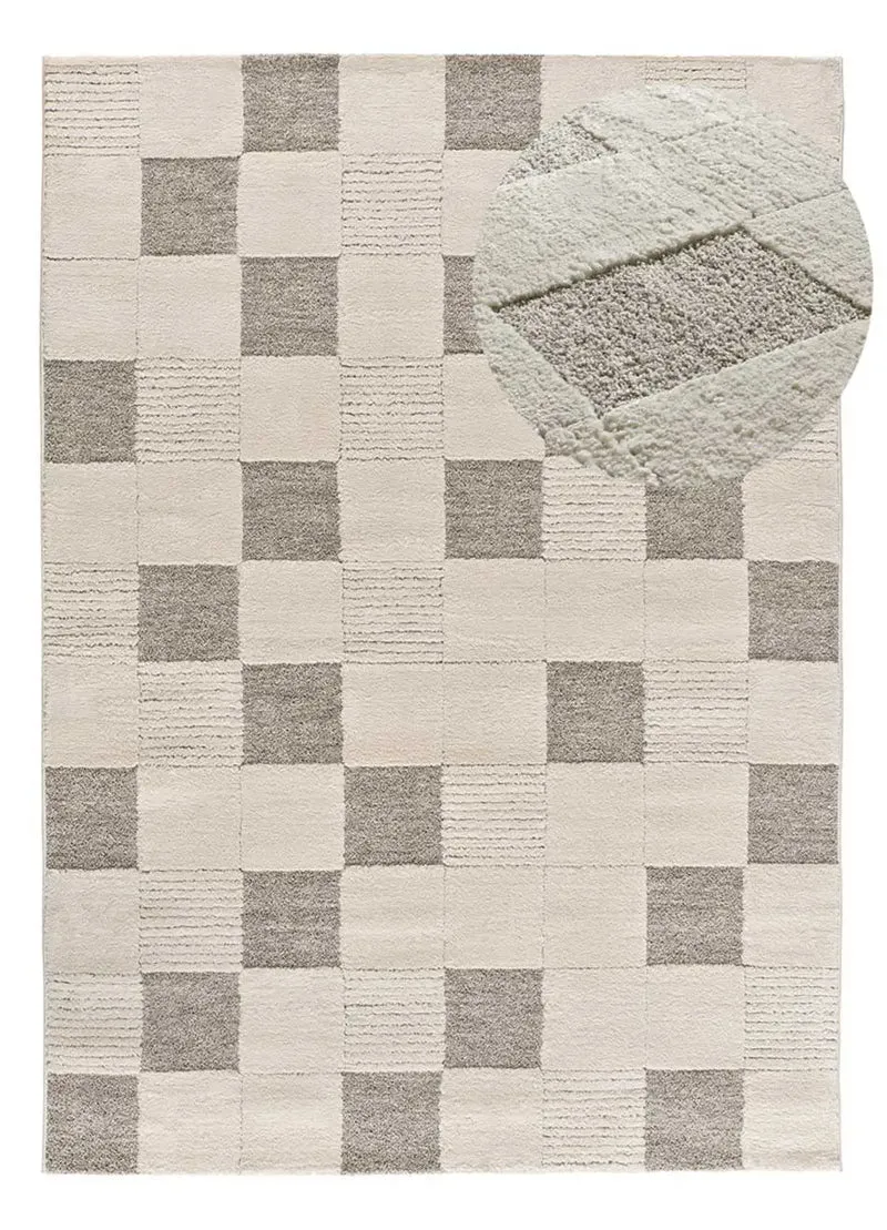 Alfombra diseño damero con relieve Verona 2259 Crema