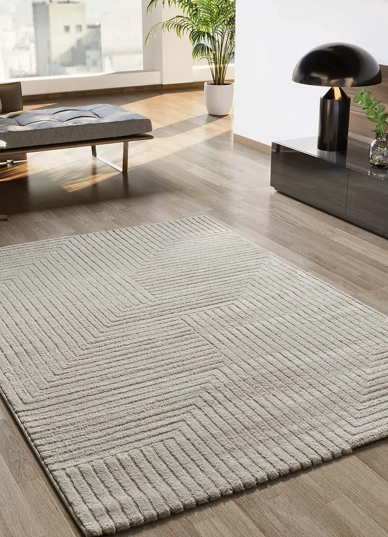 Alfombra con relieve y diseño geométrico Verona 2253 Crema