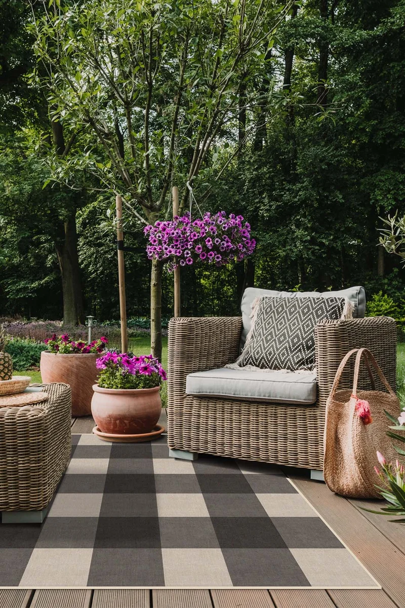 Outdoor Quadrat Anthrazit Teppich