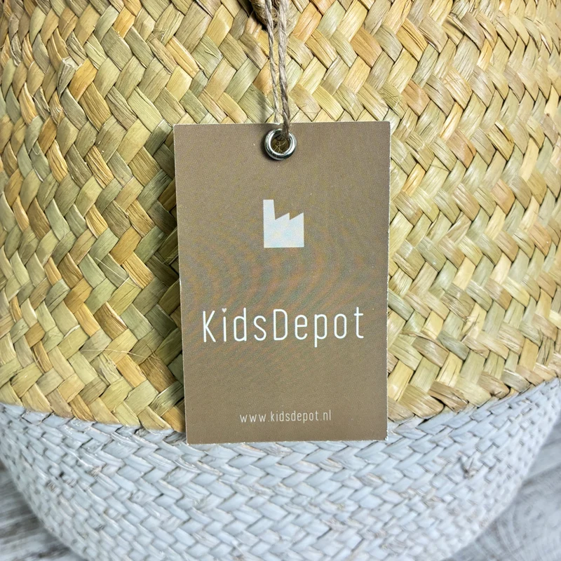 KidsDepot Aufbewahrungskorb PomPom Seegras Weiß Natur Quaste Deko