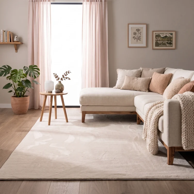 Flauschiger Teppich - Cozy Creme