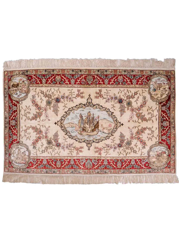 China Seide Teppich 95x153cm - Orientteppich - hellbeige