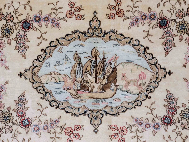 China Seide Teppich 95x153cm - Orientteppich - hellbeige