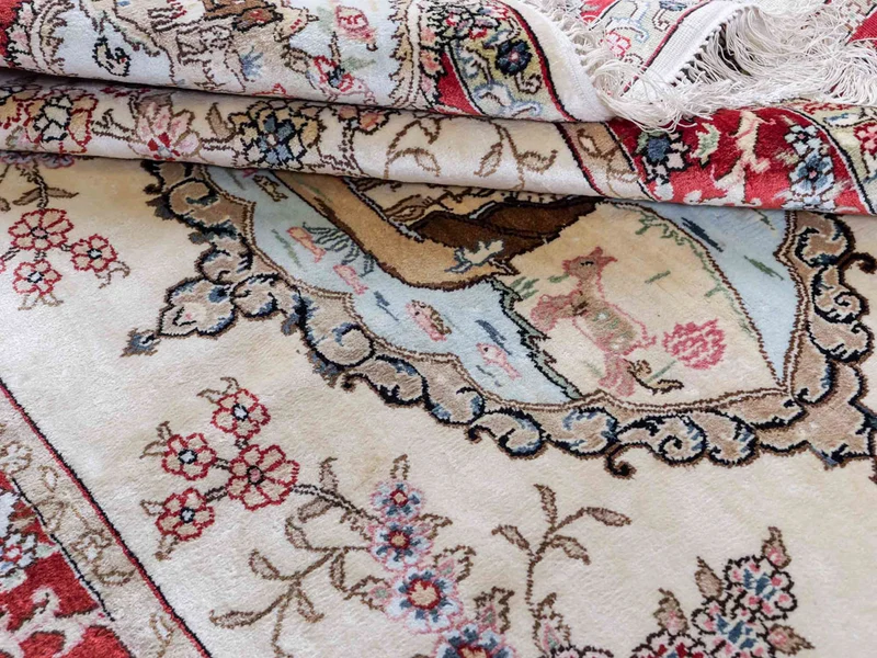 China Seide Teppich 95x153cm - Orientteppich - hellbeige