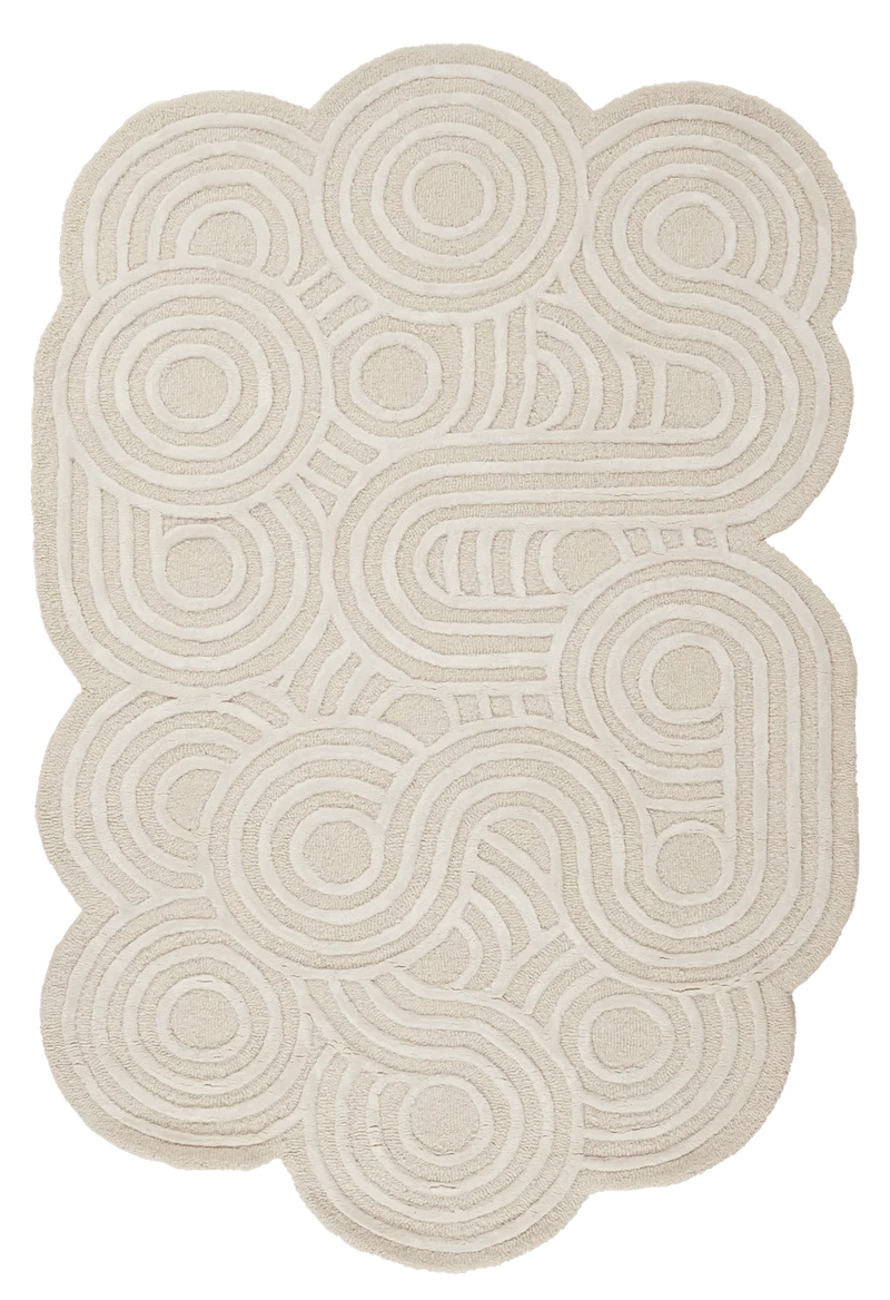 Circle Maze · Handgetuftet – Beige, 120x180 cm
