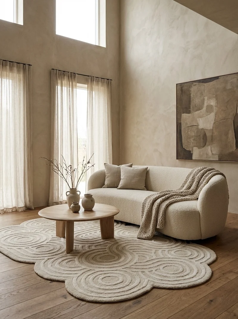 Circle Maze · Handgetuftet – Beige, 120x180 cm