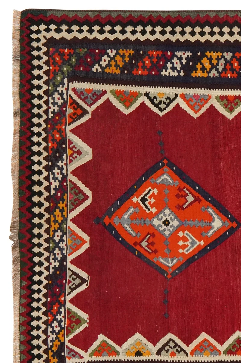 Kelim Gashgai Old · Handgewebt – Rot, 279x161 cm