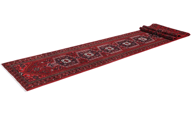 Khamseh · Handgeknüpft – Rot, 579x80 cm