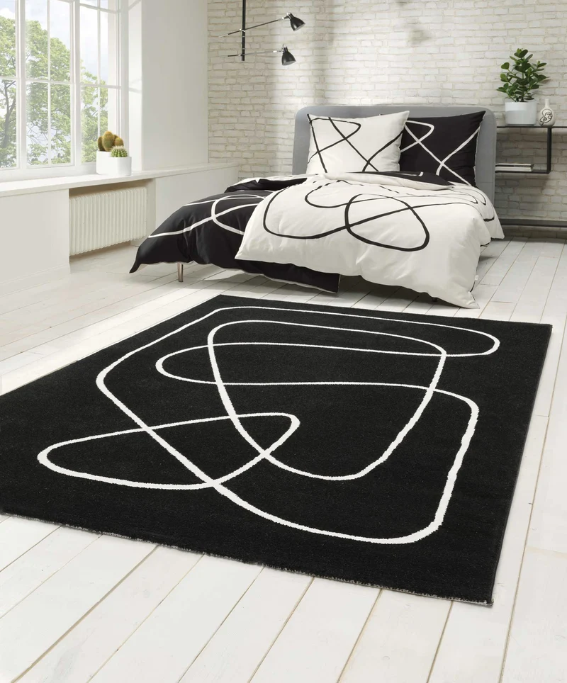 Esprit Teppich Schwarz Weiß Kurzflor "Artist"