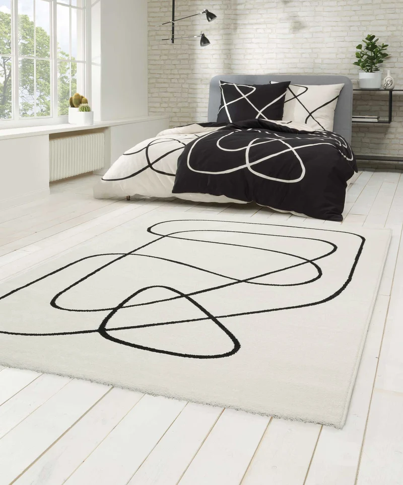 Esprit Teppich Weiß Schwarz Kurzflor "Artist"