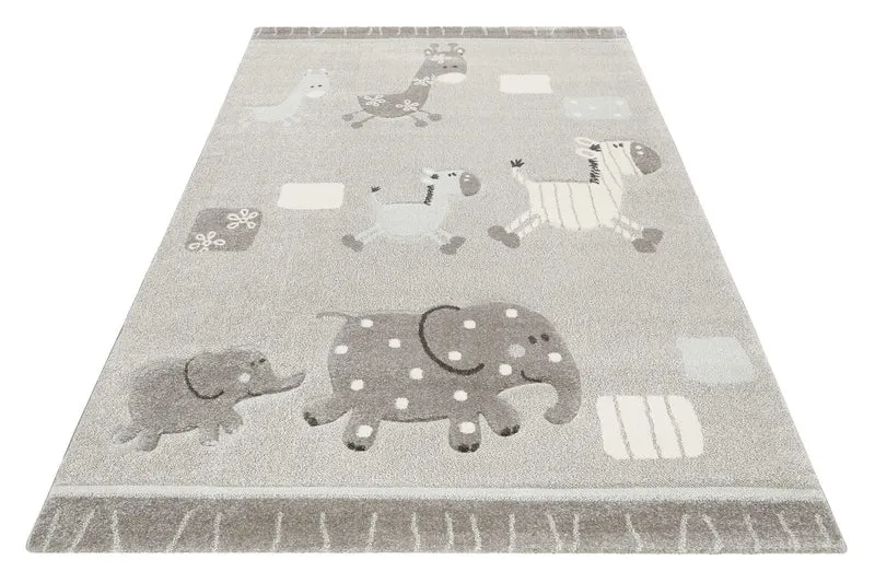 Esprit Kinderteppich Grau meliert "Lucky Zoo 2.0"