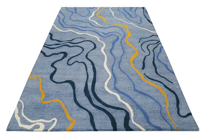 Esprit Kurzflor Teppich Blau "Drive"