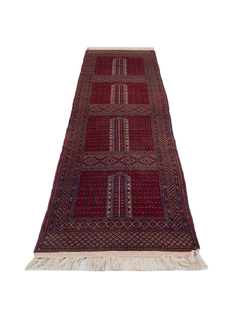 Turkaman Teppich 82x300cm - Orientteppich - dunkelrot