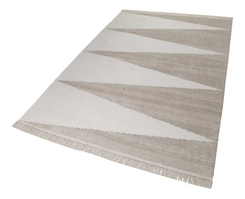 Kelim Teppich Sand Beige aus Naturfasern "Smart Triangle" WECONhome