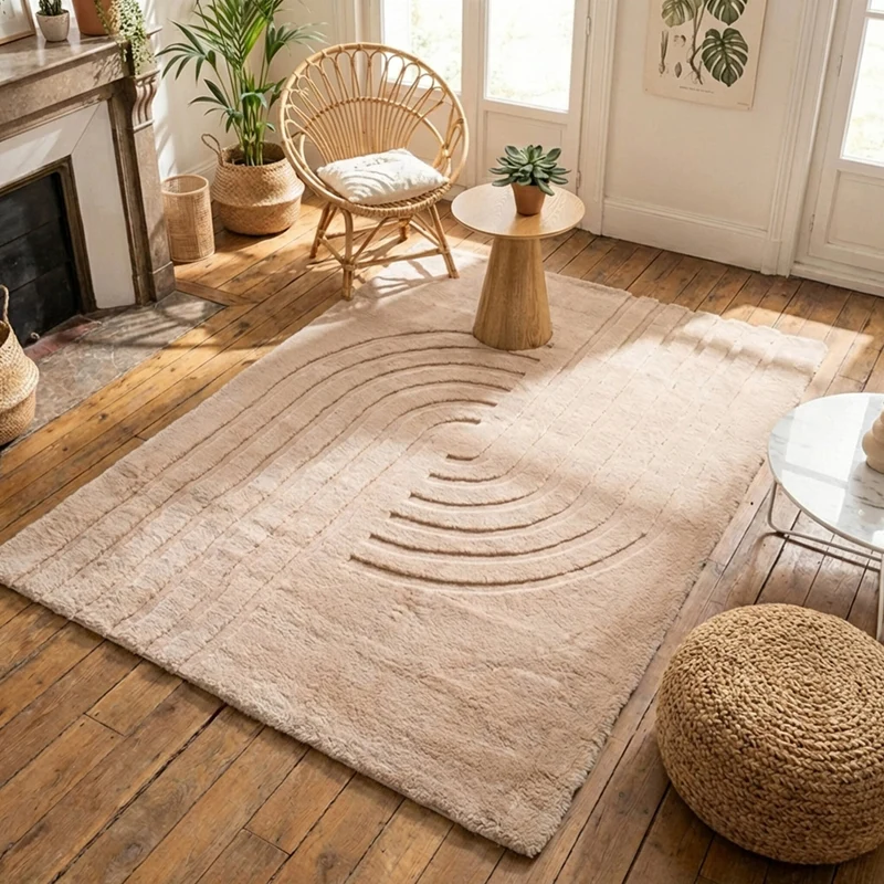 Hochflor Teppich - Carvy Curves Taupe