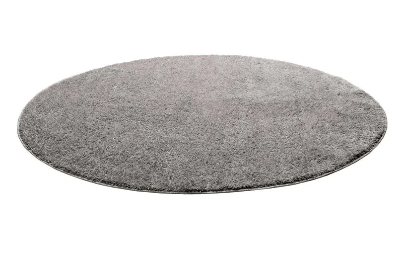 Teppich Rund Hellgrau Hochflor " Flavio" Homie Living
