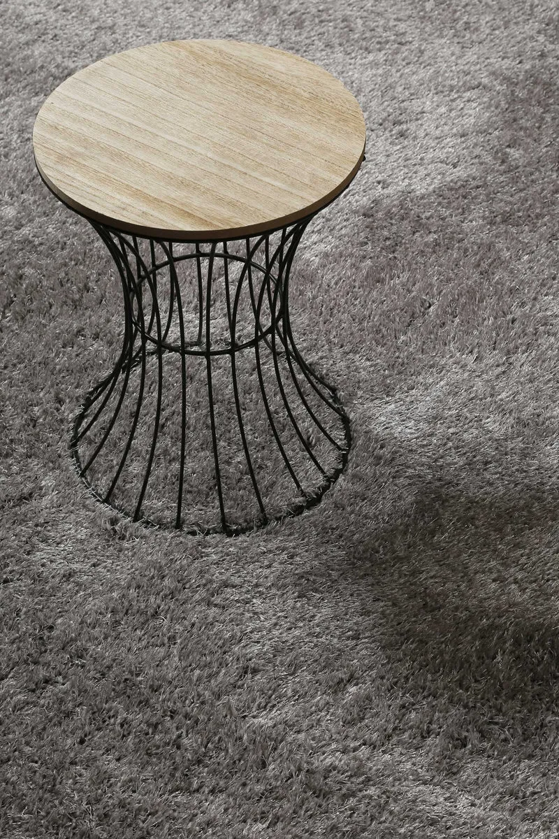 Teppich Rund Hellgrau Hochflor " Flavio" Homie Living